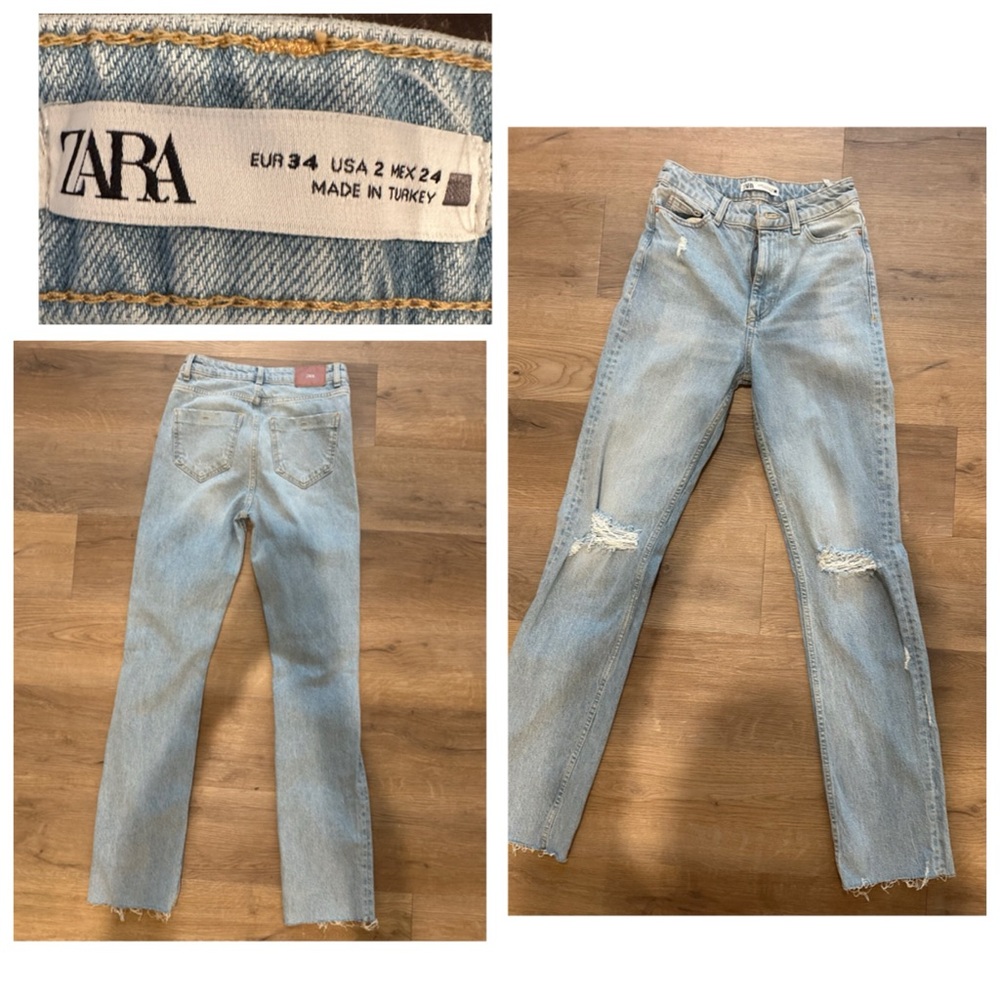 Zara Women's Light Blue Straight Leg Jeans